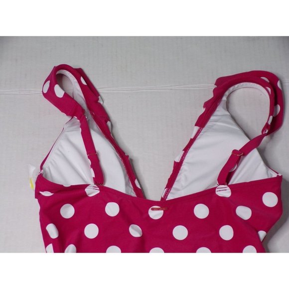 SEA LEVEL Frill One Piece Swimsuit Pink Polka Dot Print 10 NEW - Picture 8 of 8